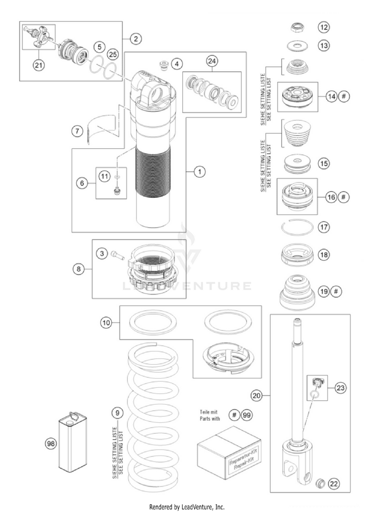 Shock Absorber Disassembled 250 SX-F CHASSIS - 2026 Schematic