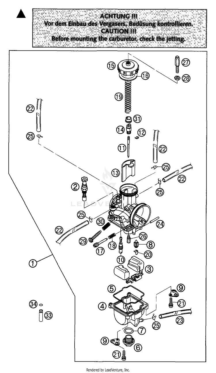 Carburetor Keihin Pwk 39/38 Ag 200 EXC Engine - 2003 Schematic