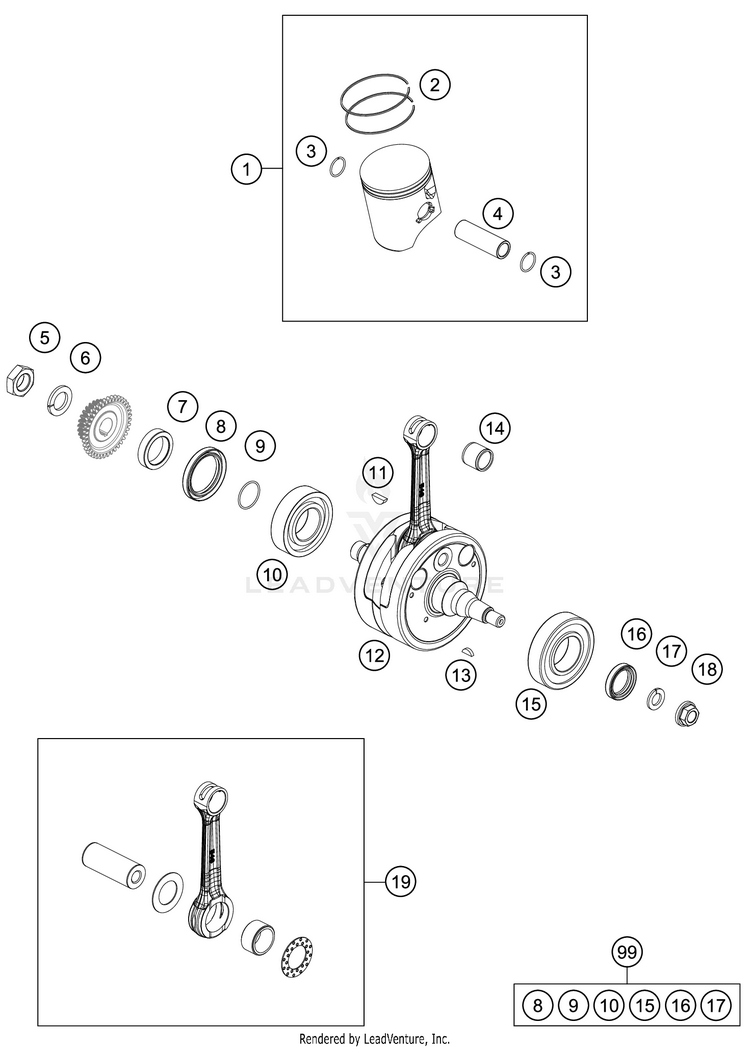Crankshaft, Piston 300 XC ENGINE - 2018 Schematic