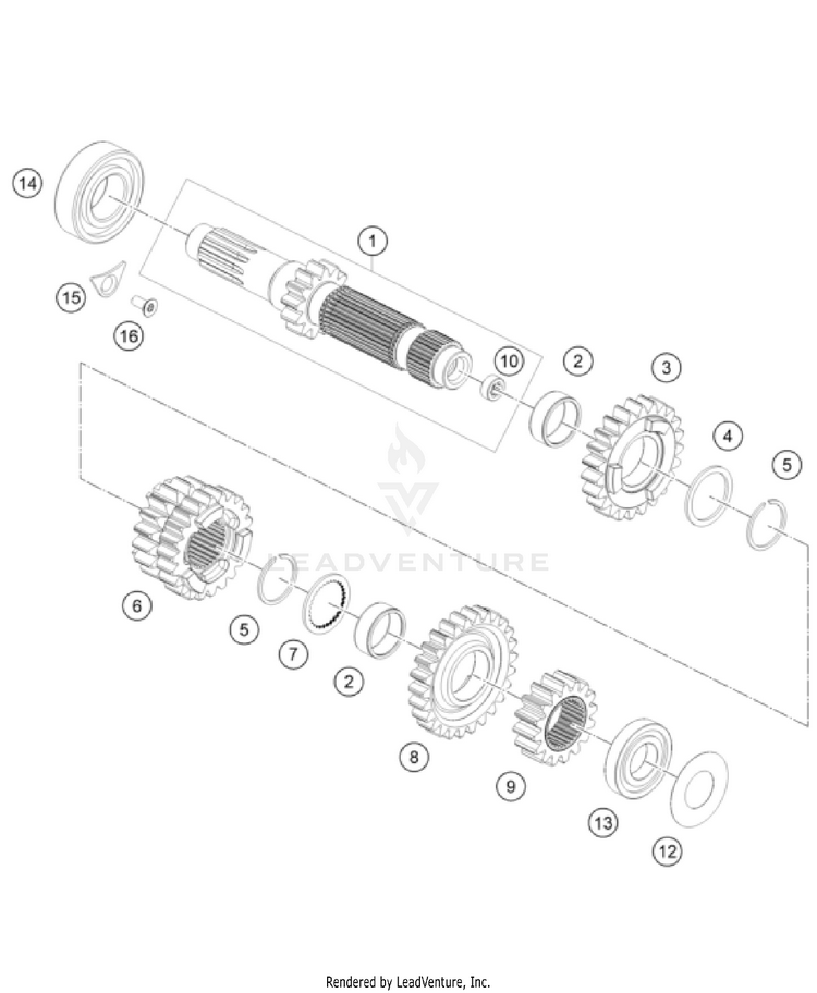 Transmission I - Main Shaft 500 EXC US SL ENGINE - 2024 Schematic