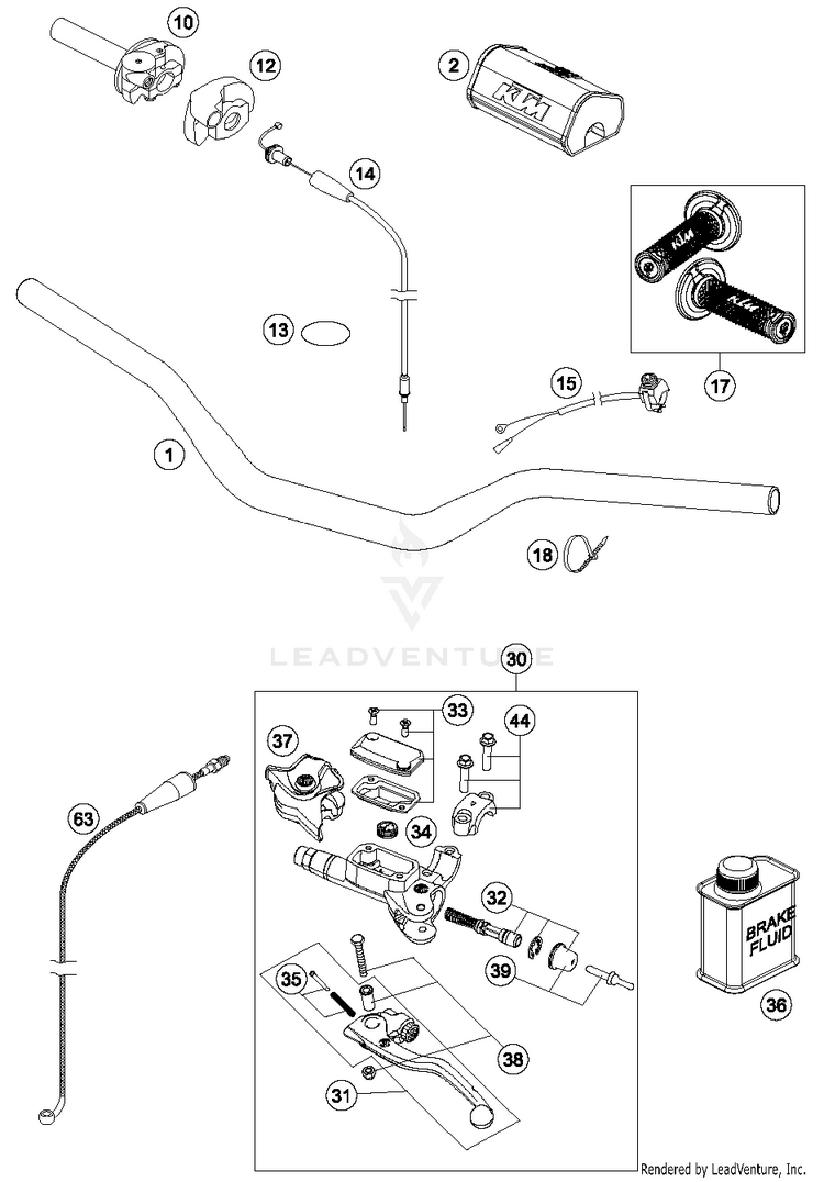 Handlebar, Controls 250 SX Chassis - 2016 Schematic