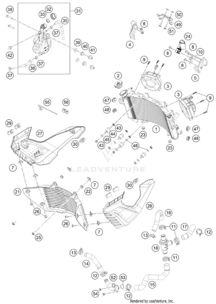 Cooling System 390 Adventure ENGINE - 2024 Schematic