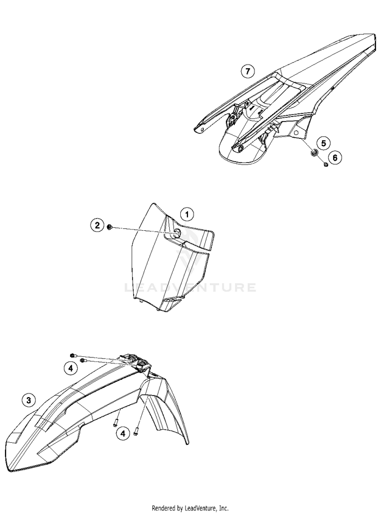 Mask, Fenders 350 SX-F CHASSIS - 2018 Schematic