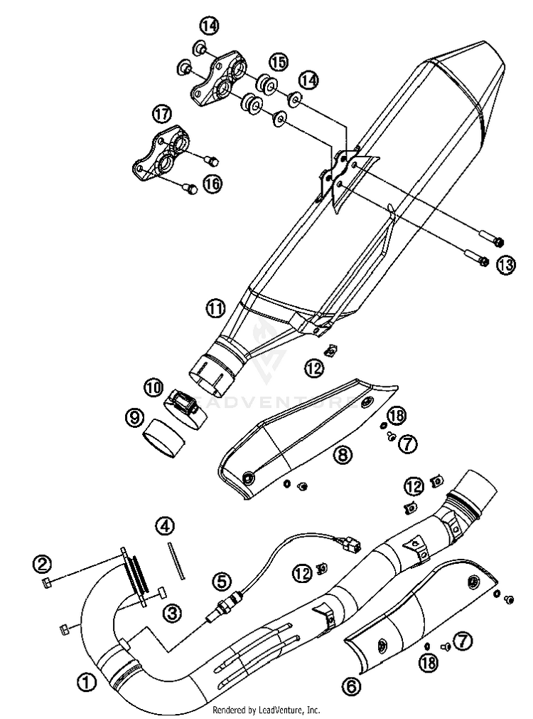 Exhaust System 690 Enduro Chassis - 2012 Schematic