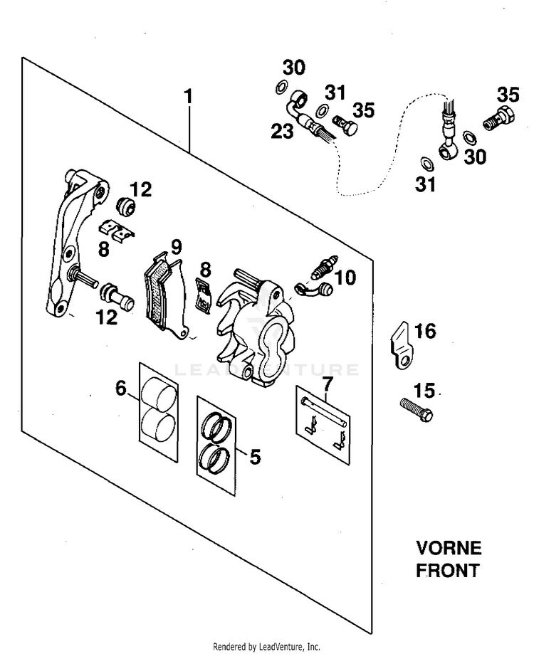 Brake Caliper Front 620 RXC-E Chassis - 1997 Schematic