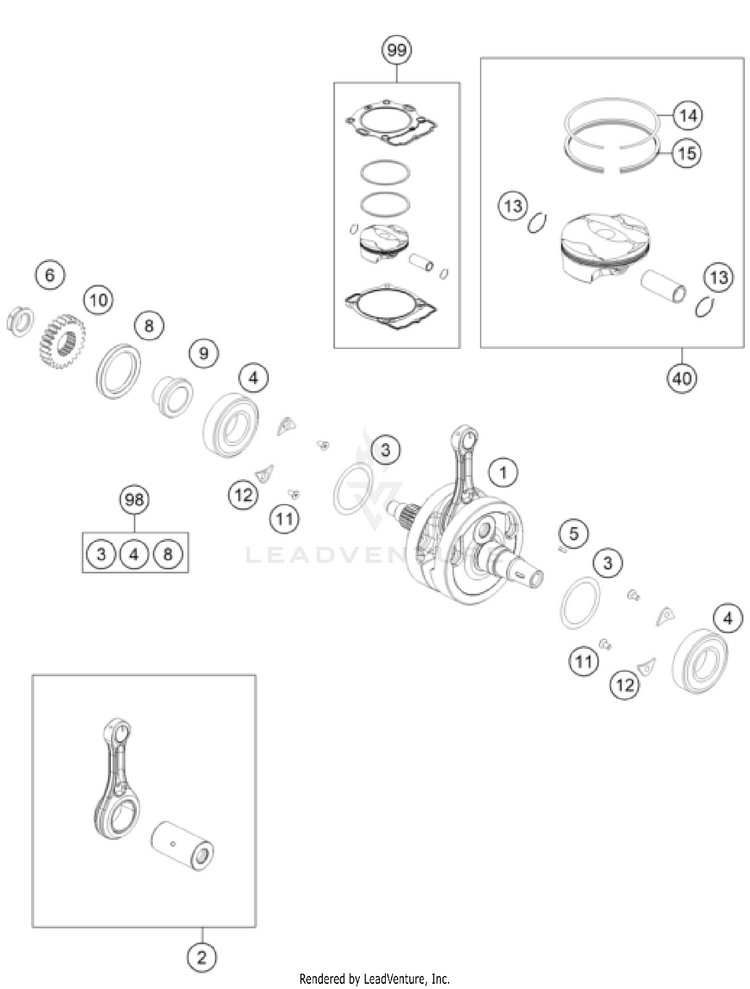 Crankshaft, Piston 350 EXC-F ENGINE - 2026 Schematic