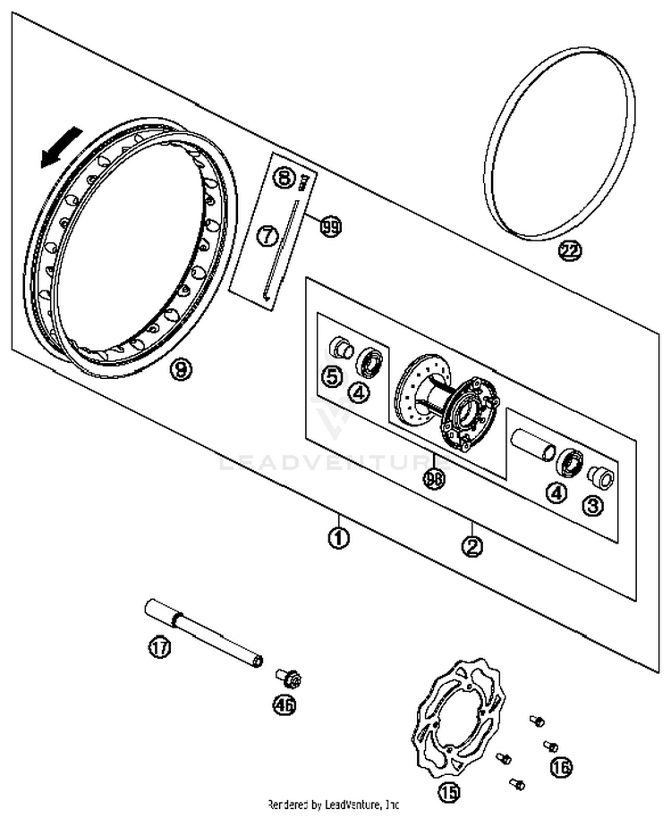 Front Wheel 50 SX Chassis - 2016 Schematic
