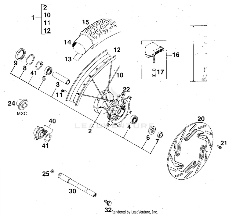 Front Wheel 360 MXC Chassis - 1997 Schematic