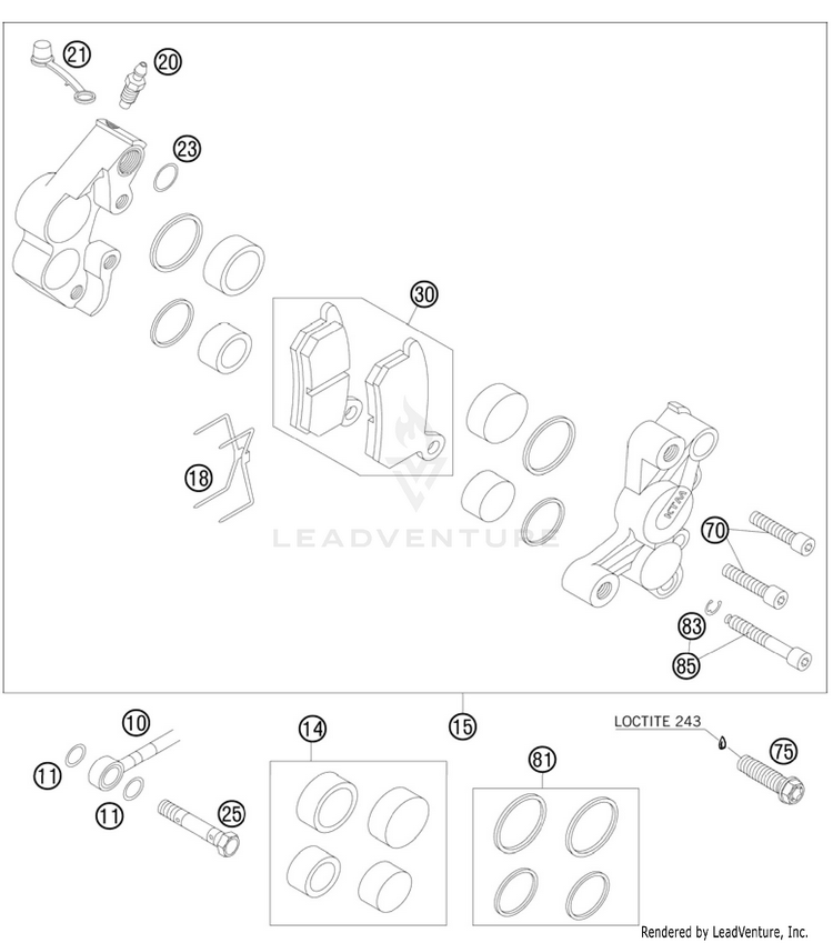 Brake Caliper Front 105 SX Chassis - 2011 Schematic