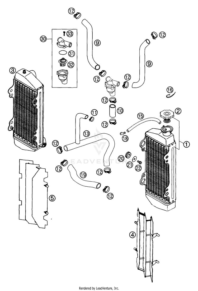 Cooling System Europe 300 MXC Engine - 2003 Schematic
