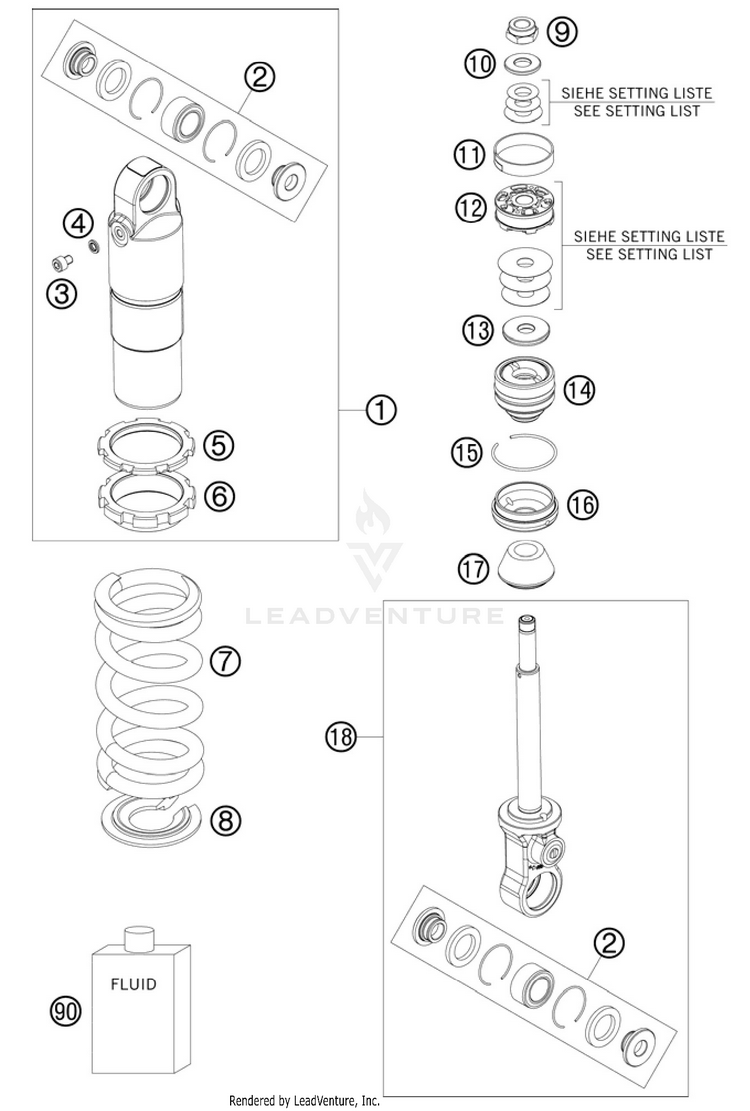 Shock Absorber Disassembled 2 50 SX Mini Chassis - 2011 Schematic