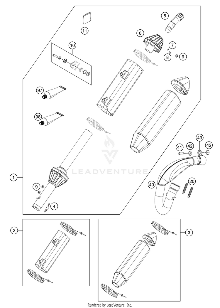 Exhaust System 450 SX-F FACTORY EDITION CHASSIS - 2019 Schematic