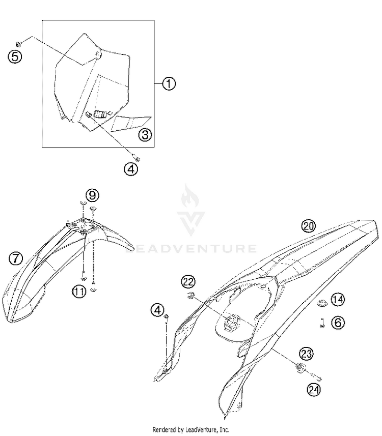 Mask, Fenders 125 SX Chassis - 2012 Schematic
