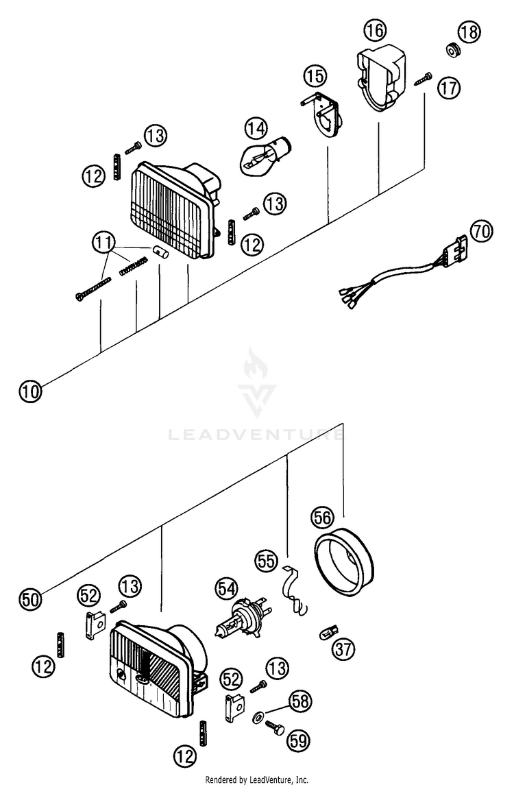 Headlight 250 EXC Chassis - 2002 Schematic