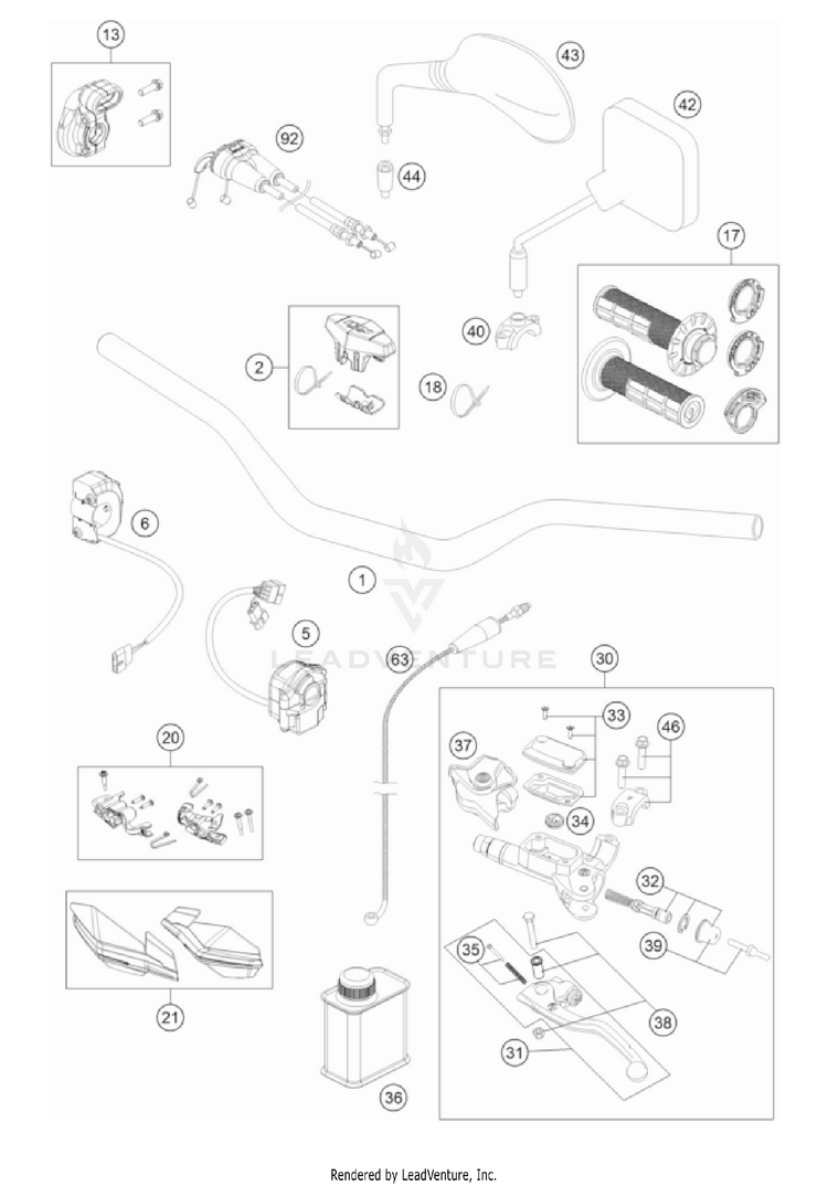 Handlebar, Controls 350 EXC-F US CHASSIS - 2022 Schematic