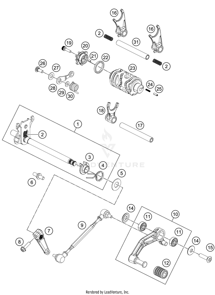 Shifting Mechanism 390 RC CUP Engine - 2016 Schematic
