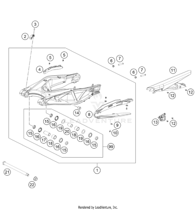 Swing Arm 1290 SUPER ADVENTURE S, orange CHASSIS - 2023 Schematic