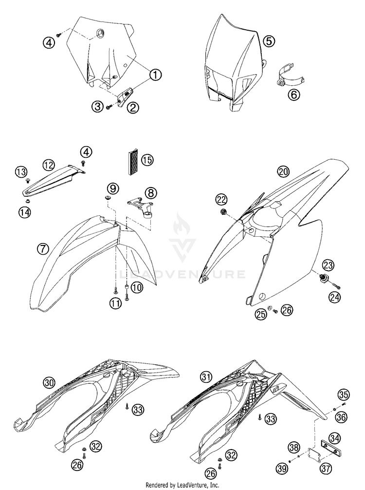 Mask, Fenders 300 MXC Chassis - 2004 Schematic