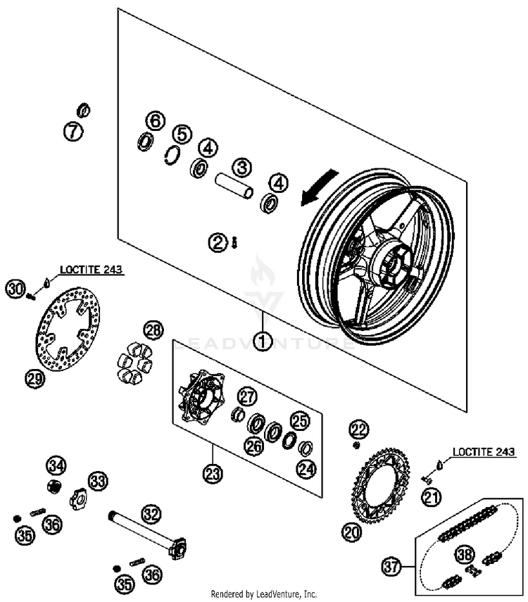 Rear Wheel 690 Duke Chassis - 2008 Schematic