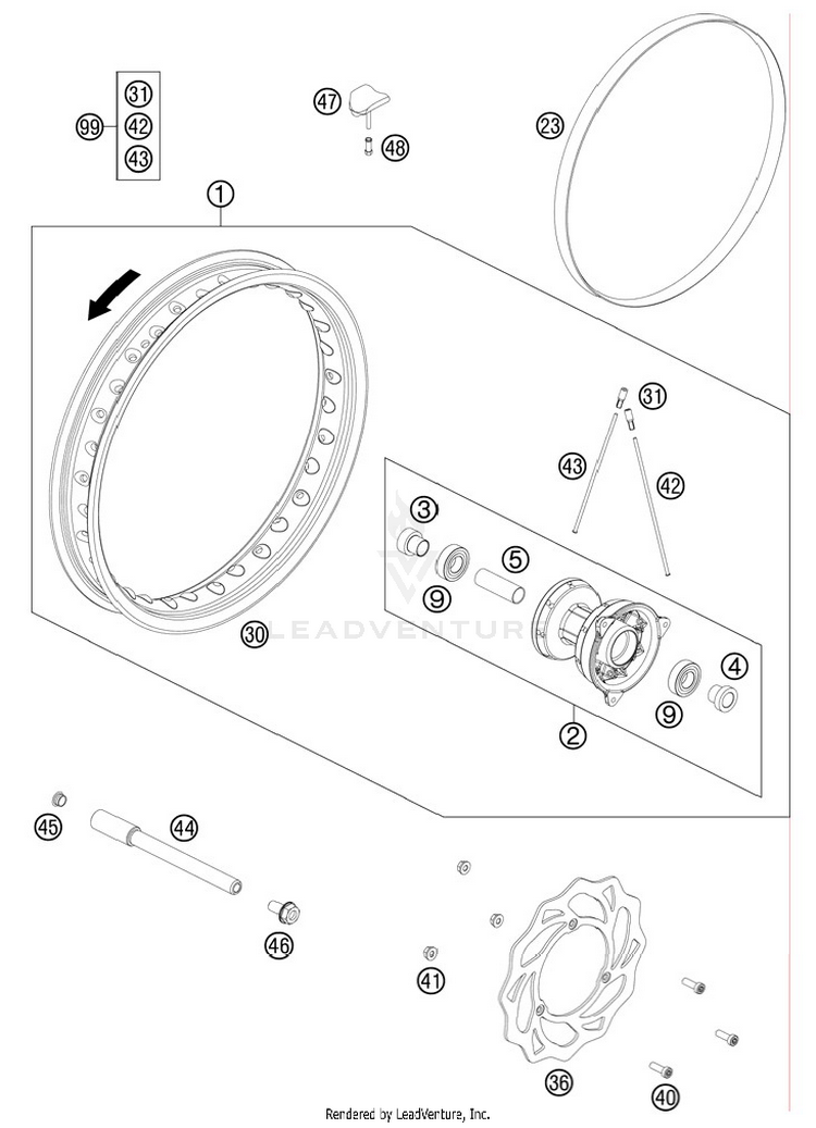Front Wheel 65 SX Chassis - 2012 Schematic