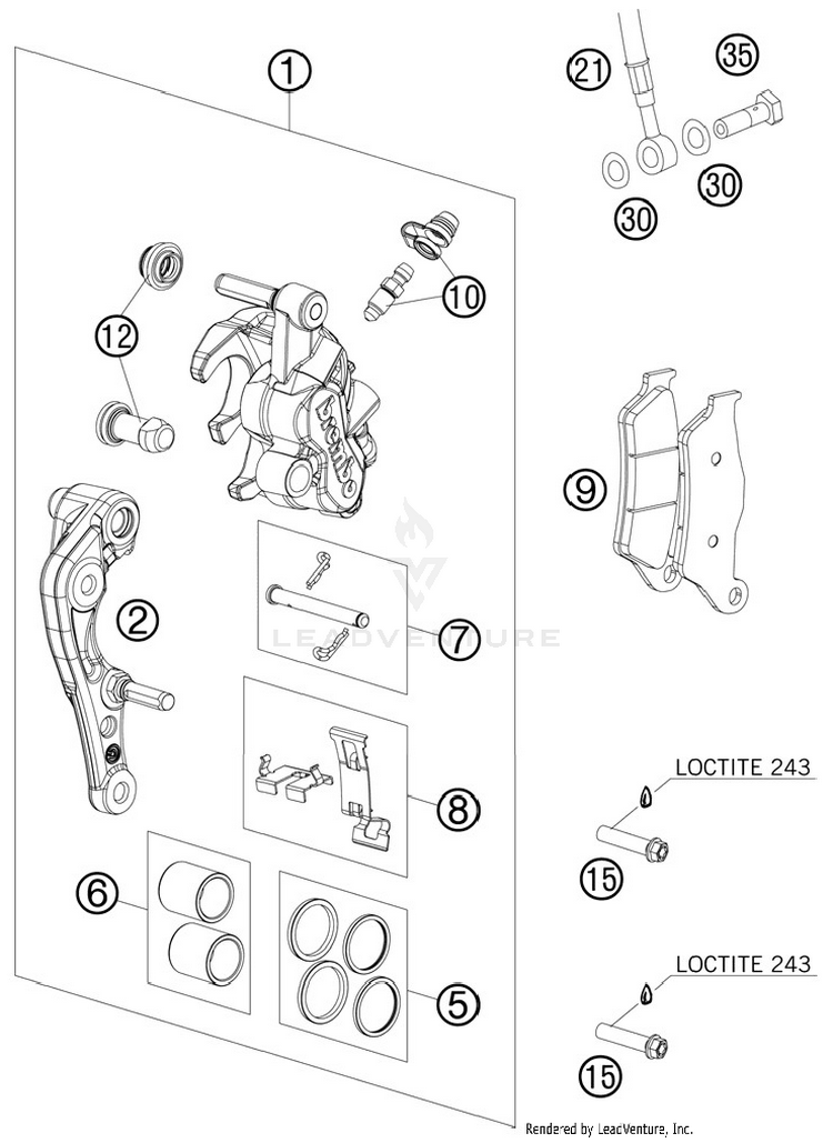 Brake Caliper Front 250 SX Chassis - 2012 Schematic