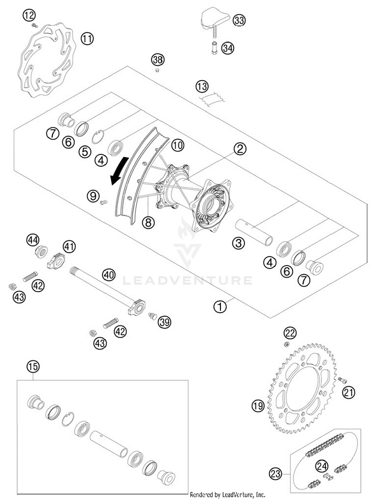 Rear Wheel 250 XCFW Chassis - 2012 Schematic