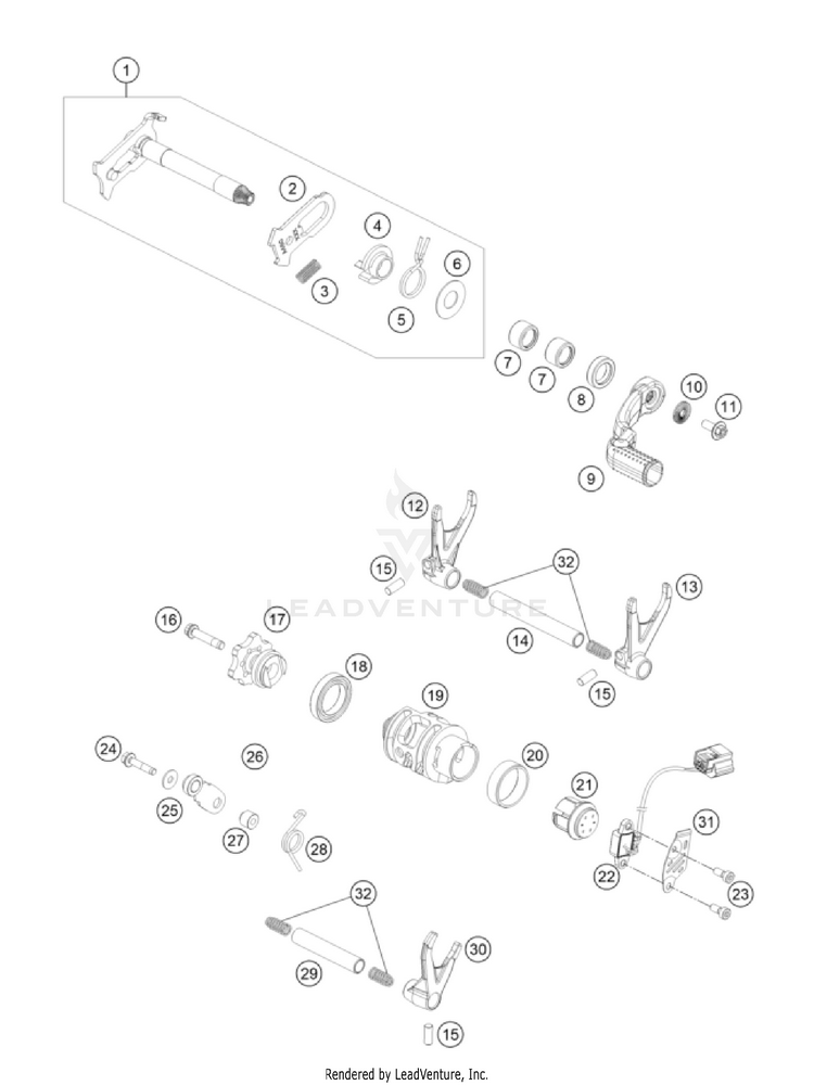 Shifting Mechanism 250 SX-F Engine - 2023 Schematic