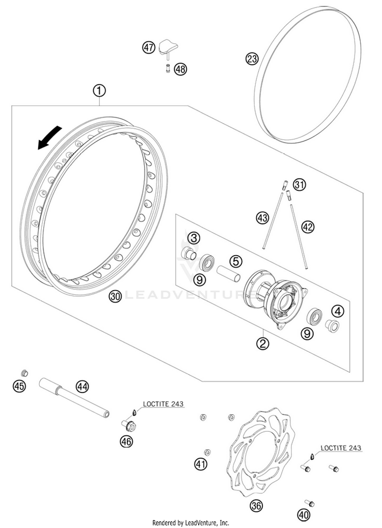Front Wheel 65 SX Chassis - 2011 Schematic