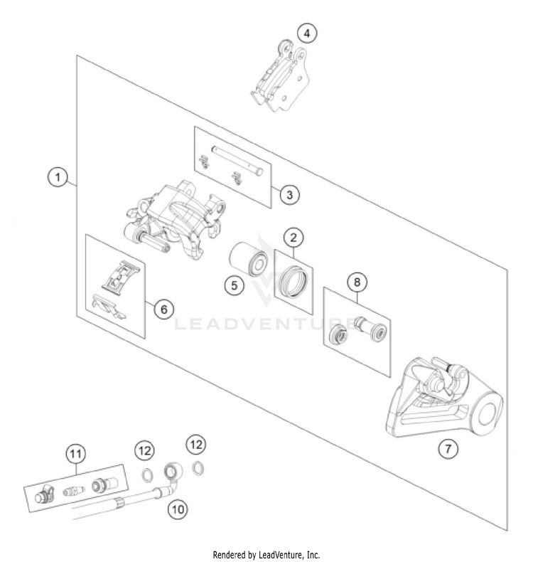 Rear Brake Caliper 500 EXC-F CHASSIS - 2026 Schematic