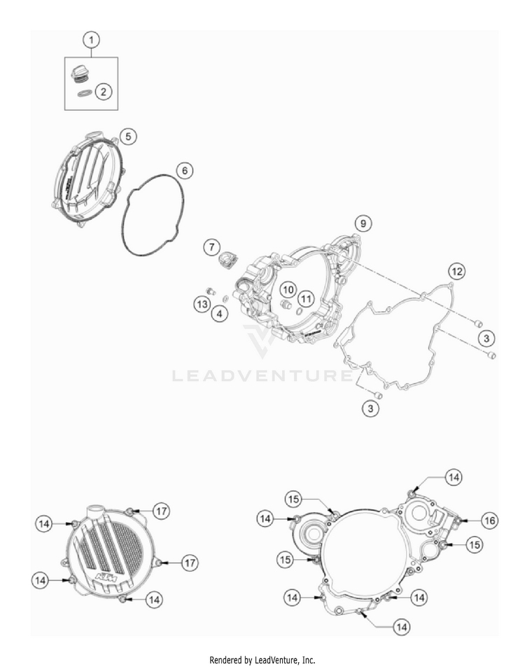 Clutch Cover 150 / EXC / XC-W Engine - 2023 Schematic