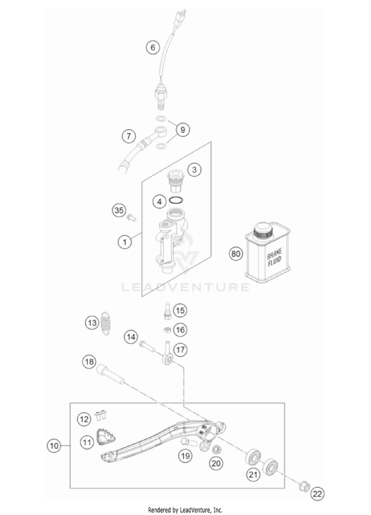 Rear Brake Control 350 EXC-F CHASSIS - 2023 Schematic