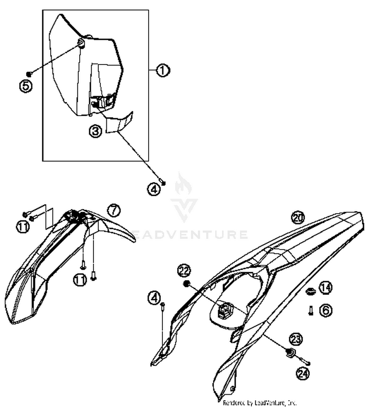 Mask, Fenders 150 XC Chassis - 2014 Schematic