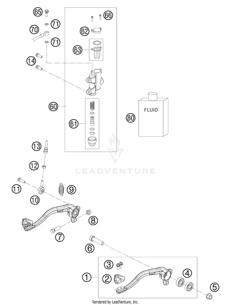 Rear Brake Control 65 XC Chassis - 2009 Schematic