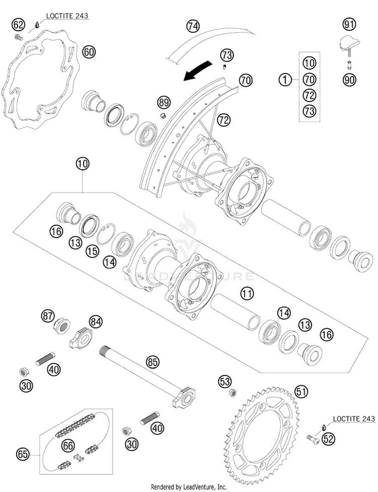 Rear Wheel 85 XC Chassis - 2009 Schematic