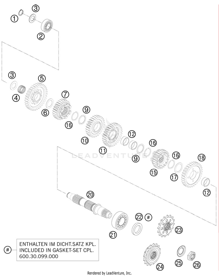 Transmission Ll - Counter Shaft 990 Supermoto T Engine - 2010 Schematic