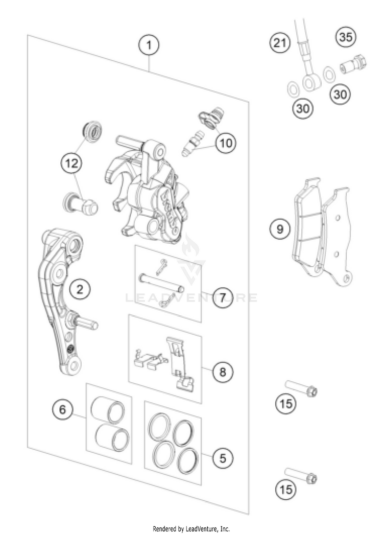 Front Brake Caliper 500 EXC-F CHASSIS - 2026 Schematic