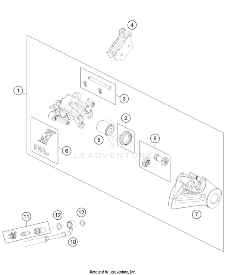 Rear Brake Caliper 500 EXC-F US CHASSIS - 2024 Schematic