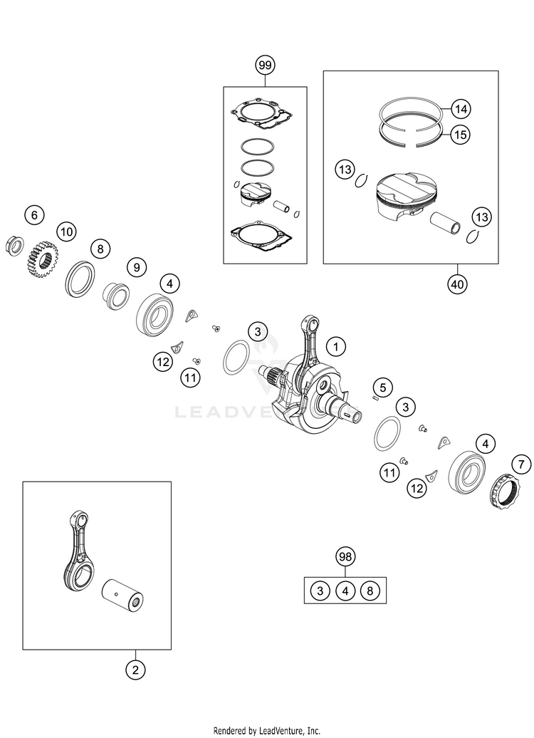 Crankshaft, Piston 350 SX-F Engine - 2021 Schematic