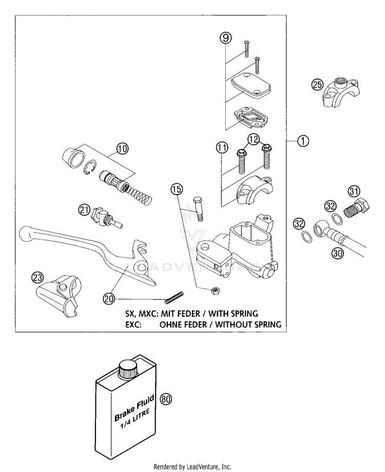 Hand Brake Cylinder 300 MXC Chassis - 2004 Schematic