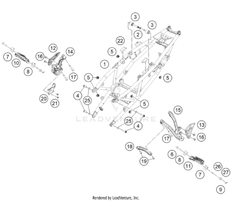 Subframe 390 ADVENTURE SPOKE W, orange-B.D. CHASSIS - 2024 Schematic
