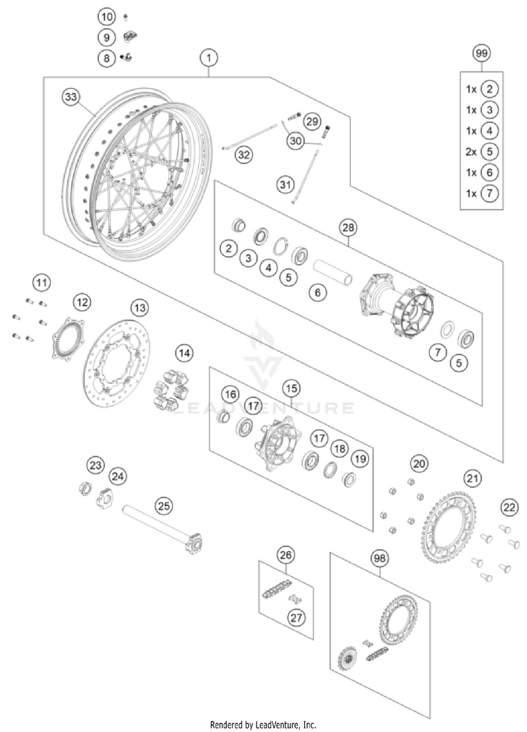 Rear Wheel 1290 SUPER ADVENTURE R OT CHASSIS - 2024 Schematic