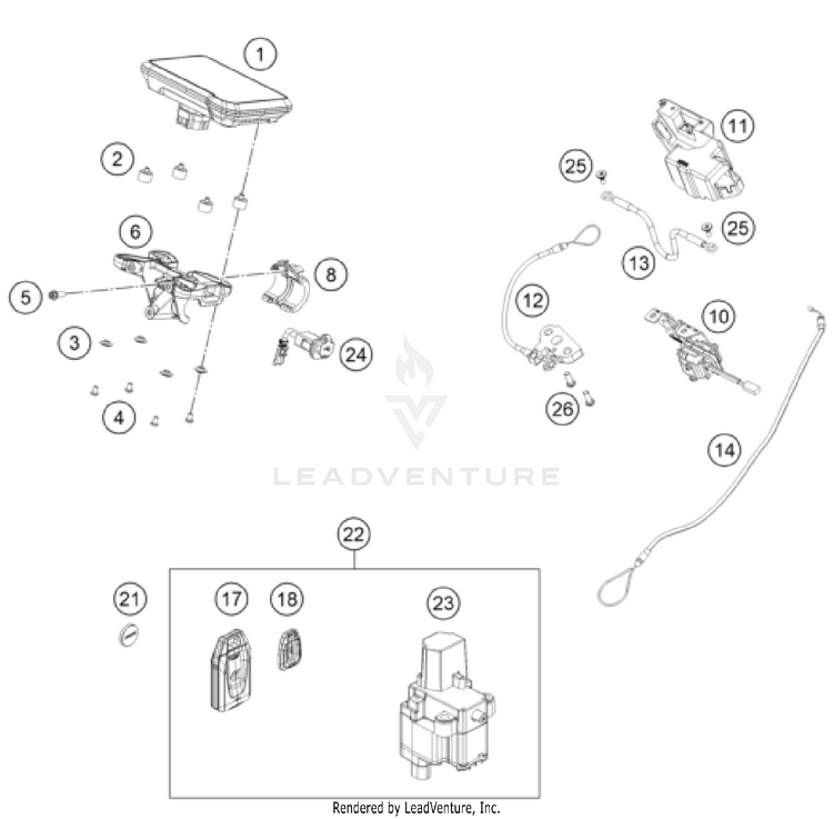 Instruments / Lock System 1390 SUPER DUKE R EVO, black CHASSIS - 2024 Schematic