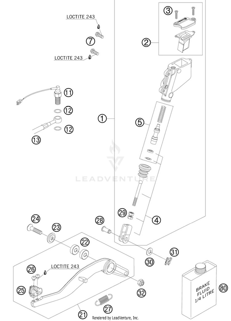 Rear Brake Control 990 Supermoto R Chassis - 2010 Schematic