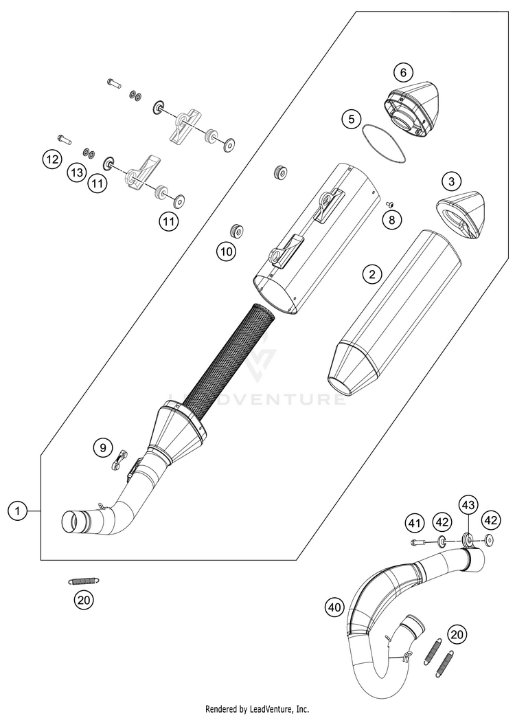 Exhaust System 350 XC-F Chassis - 2021 Schematic