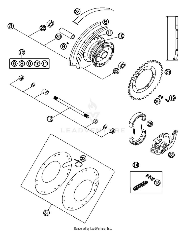 Rear Wheel 50 SX Junior Chassis - 2007 Schematic
