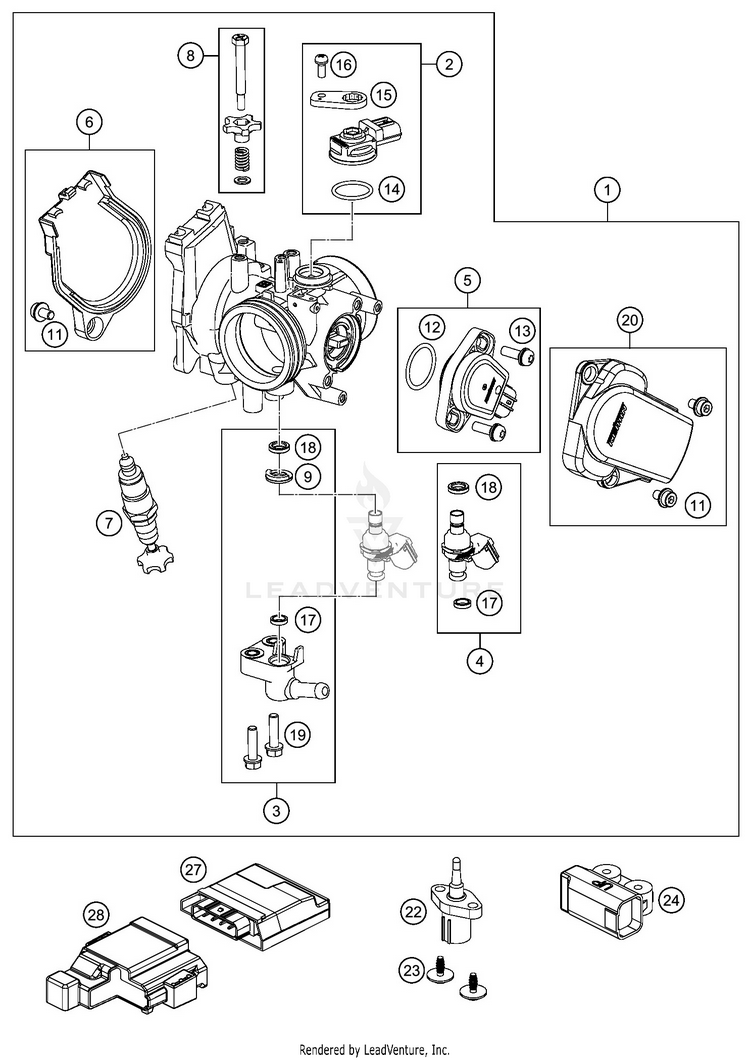 Throttle Body 350 SX-F ENGINE - 2020 Schematic