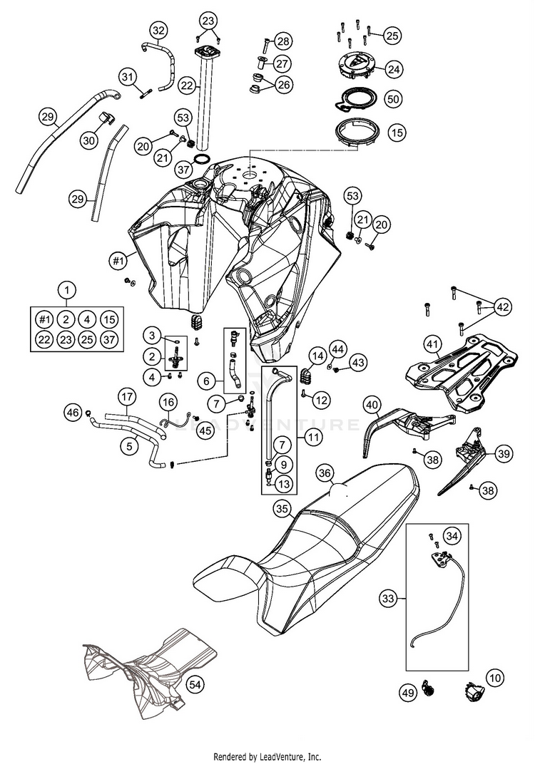 Tank, Seat 1290 SUPER ADVENTURE R CHASSIS - 2020 Schematic