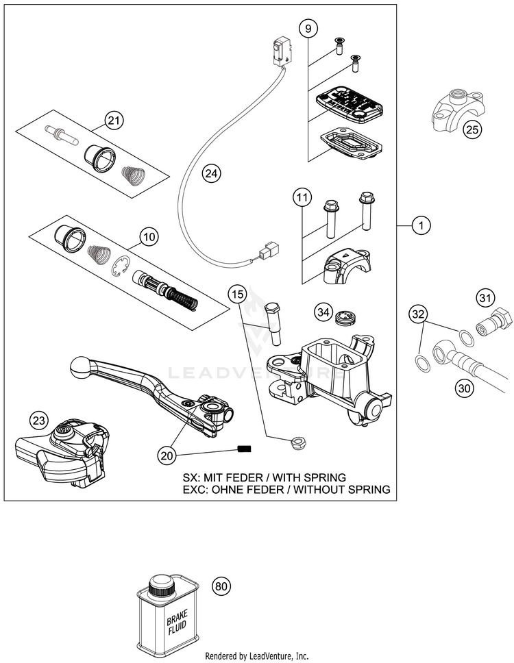 Front Brake Control 500 EXC-F SIX DAYS CHASSIS - 2020 Schematic