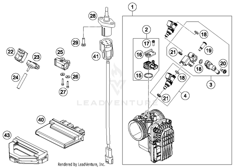 Throttle Body 690 DUKE ORANGE Engine - 2016 Schematic