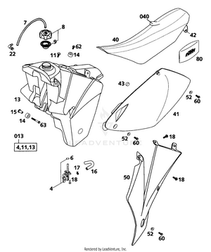 Tank, Seat, Cover Schematic